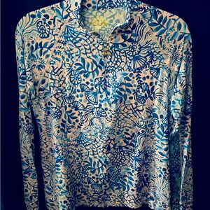 Lilly Pulitzer Luxletic Marion Mesh Half-Zip Calla Lilly Pink High Tide